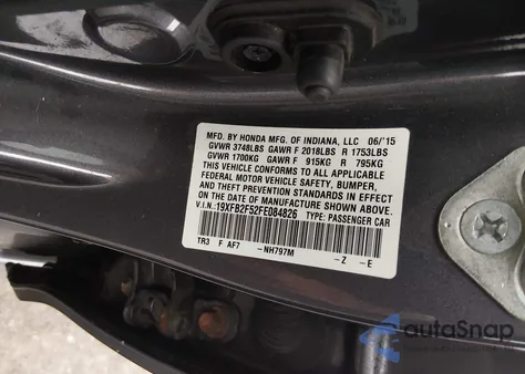 2015 Honda Civic Lx from USA, damaged, VIN 19XFB2F52FE084826